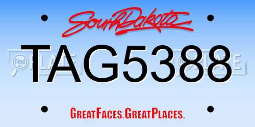 TAG5388 South Dakota License Plate