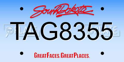 TAG8355 South Dakota License Plate