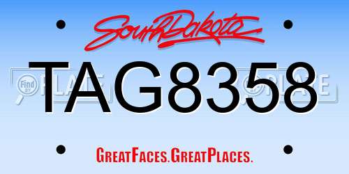 TAG8358 South Dakota License Plate
