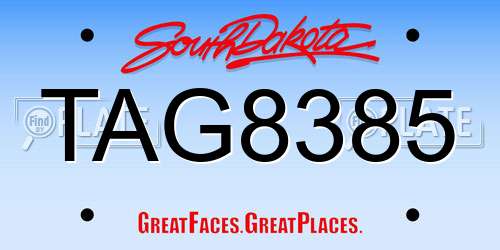 TAG8385 South Dakota License Plate