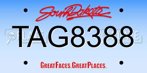 TAG8388 South Dakota License Plate