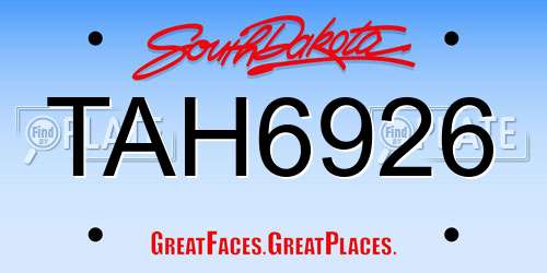 TAH6926 South Dakota License Plate
