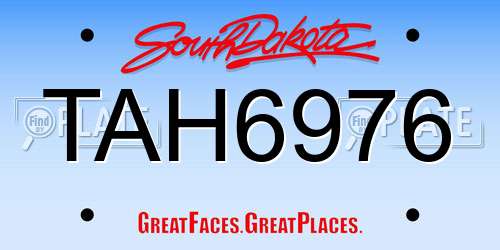 TAH6976 South Dakota License Plate