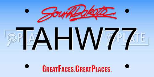 TAHW77 South Dakota License Plate