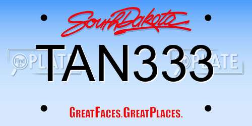 TAN333 South Dakota License Plate