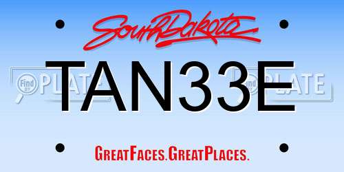 TAN33E South Dakota License Plate