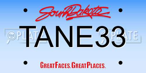 TANE33 South Dakota License Plate