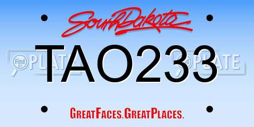 TAO233 South Dakota License Plate
