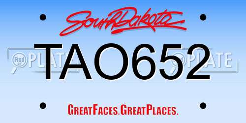 TAO652 South Dakota License Plate