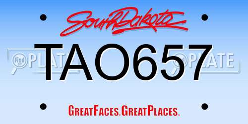 TAO657 South Dakota License Plate