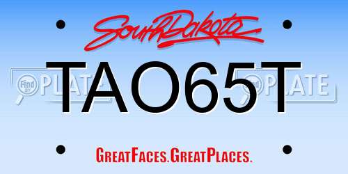 TAO65T South Dakota License Plate