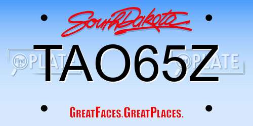 TAO65Z South Dakota License Plate