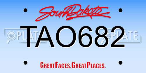 TAO682 South Dakota License Plate