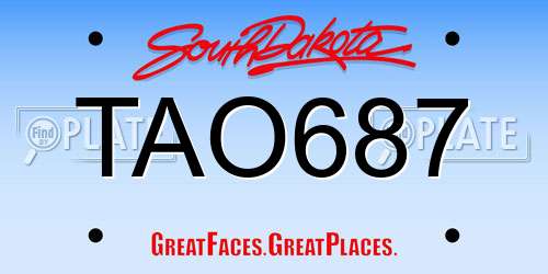 TAO687 South Dakota License Plate