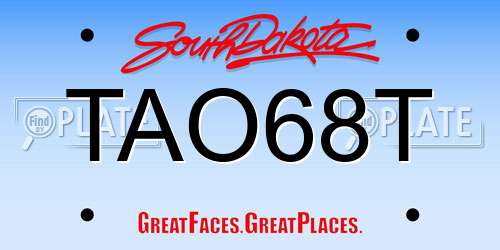 TAO68T South Dakota License Plate