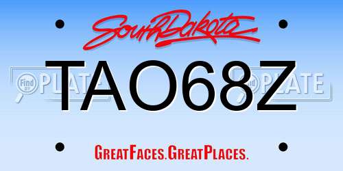 TAO68Z South Dakota License Plate
