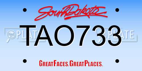 TAO733 South Dakota License Plate