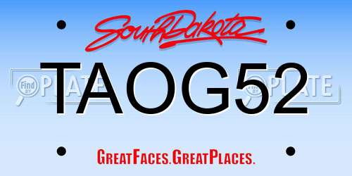 TAOG52 South Dakota License Plate