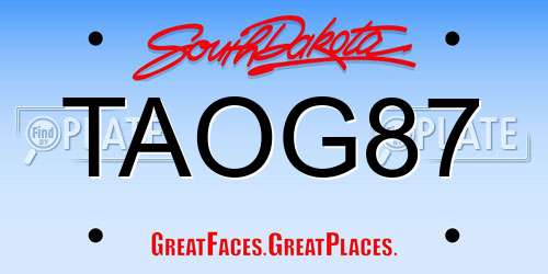 TAOG87 South Dakota License Plate