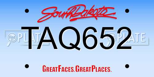 TAQ652 South Dakota License Plate