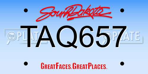 TAQ657 South Dakota License Plate