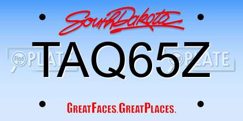TAQ65Z South Dakota License Plate