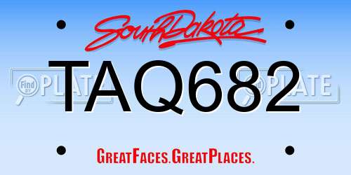 TAQ682 South Dakota License Plate