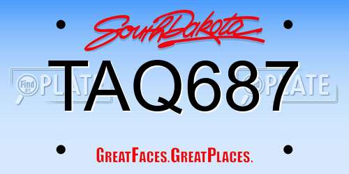 TAQ687 South Dakota License Plate
