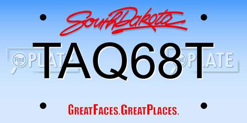 TAQ68T South Dakota License Plate