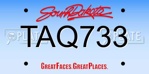 TAQ733 South Dakota License Plate