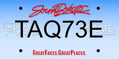 TAQ73E South Dakota License Plate