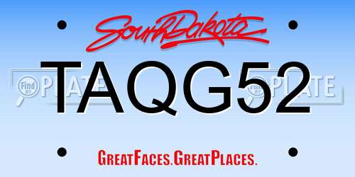 TAQG52 South Dakota License Plate