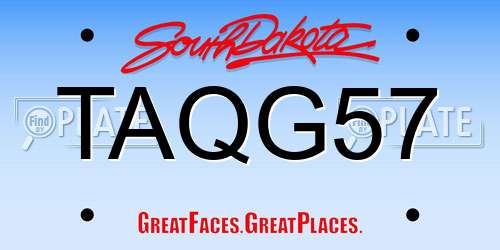 TAQG57 South Dakota License Plate