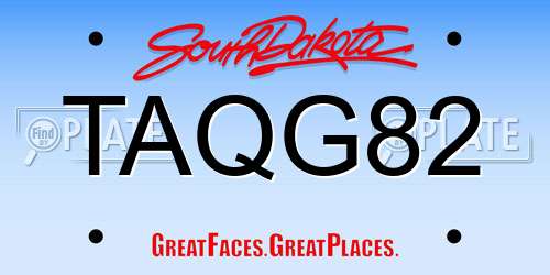 TAQG82 South Dakota License Plate