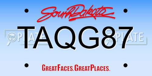 TAQG87 South Dakota License Plate