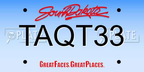 TAQT33 South Dakota License Plate