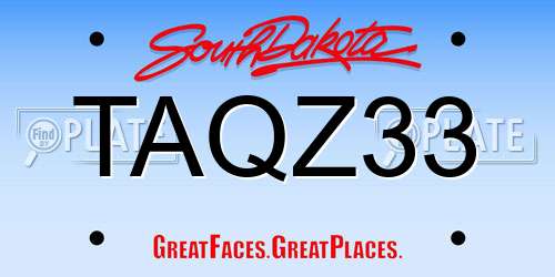 TAQZ33 South Dakota License Plate