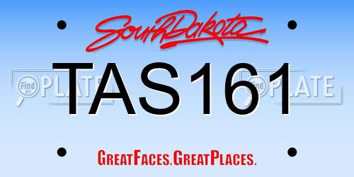TAS161 South Dakota License Plate