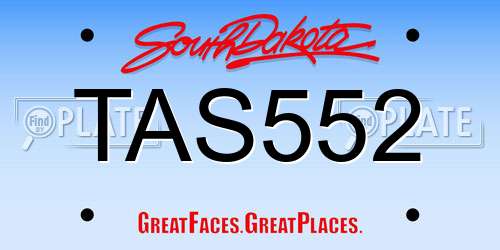 TAS552 South Dakota License Plate