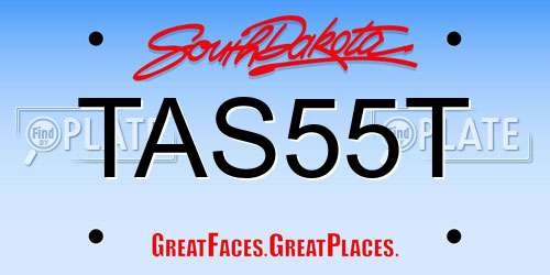 TAS55T South Dakota License Plate