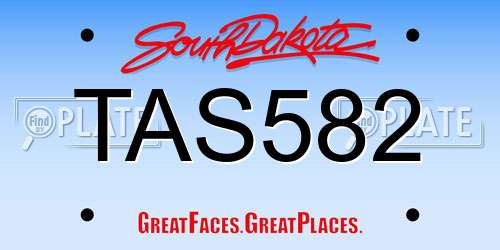 TAS582 South Dakota License Plate