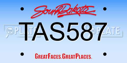 TAS587 South Dakota License Plate