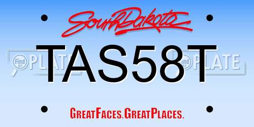 TAS58T South Dakota License Plate