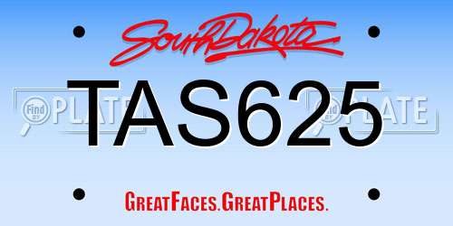 TAS625 South Dakota License Plate