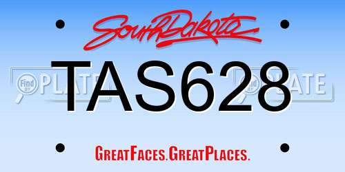TAS628 South Dakota License Plate
