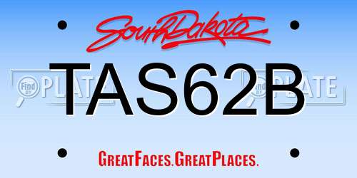 TAS62B South Dakota License Plate