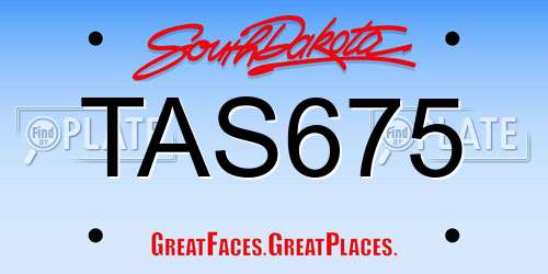 TAS675 South Dakota License Plate