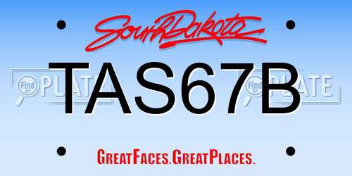 TAS67B South Dakota License Plate