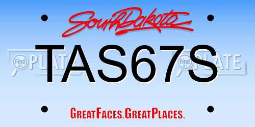 TAS67S South Dakota License Plate