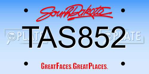 TAS852 South Dakota License Plate